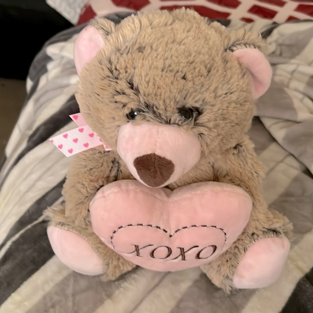 Bear Plush Tan Pink Xoxo